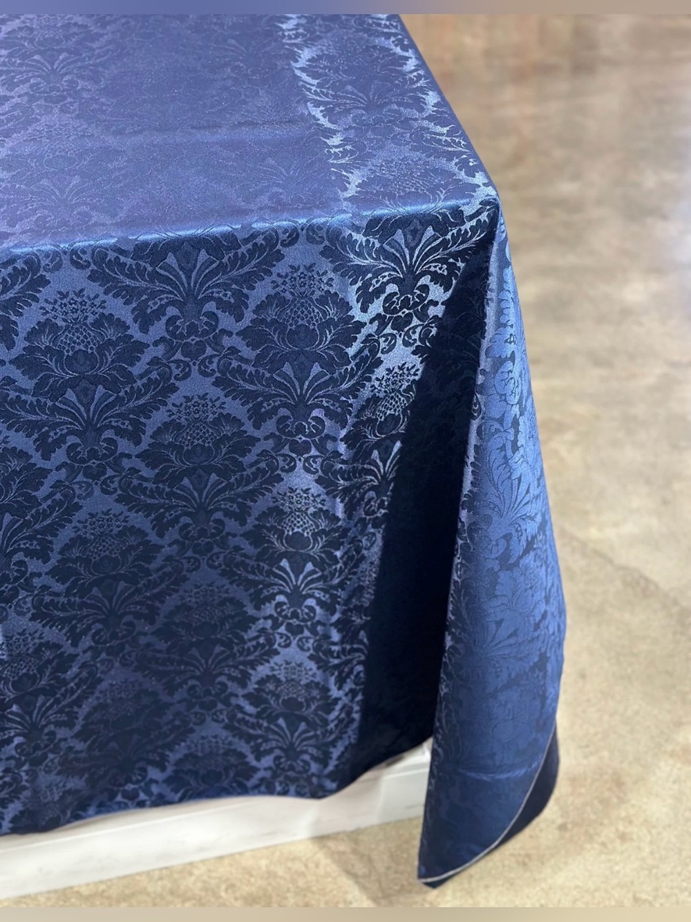 Navy Floral Table Linen (120” round)